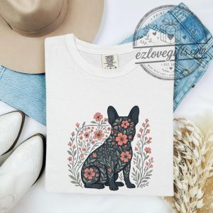 French Bulldog Shirt Dog Stem Gift Women Leaf Tee ezlovegifts.com 1
