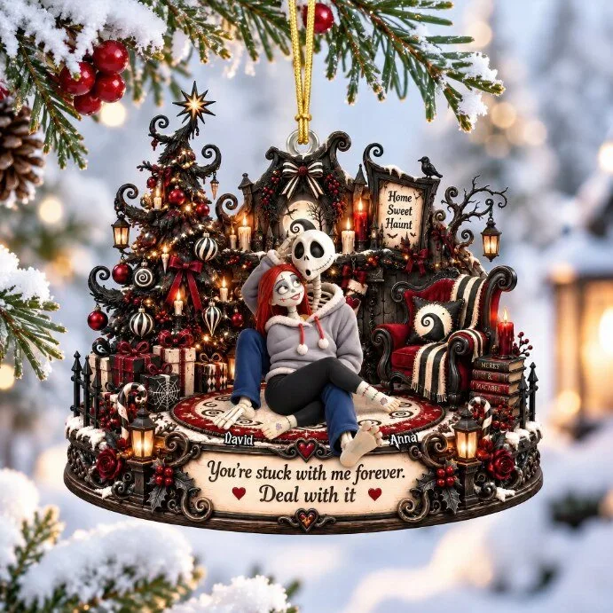 Gothic Couple Christmas Ornament - Personalized Gifts For Couple