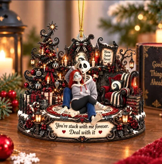 Gothic Couple Christmas Ornament - Personalized Gifts For Couple 12 Gothic Couple Christmas Ornament - Personalized Gifts For Couple