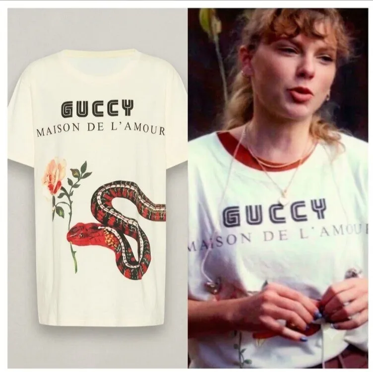 TAYLOR SWIFT Short Sleeve Gucci Logo Shirt