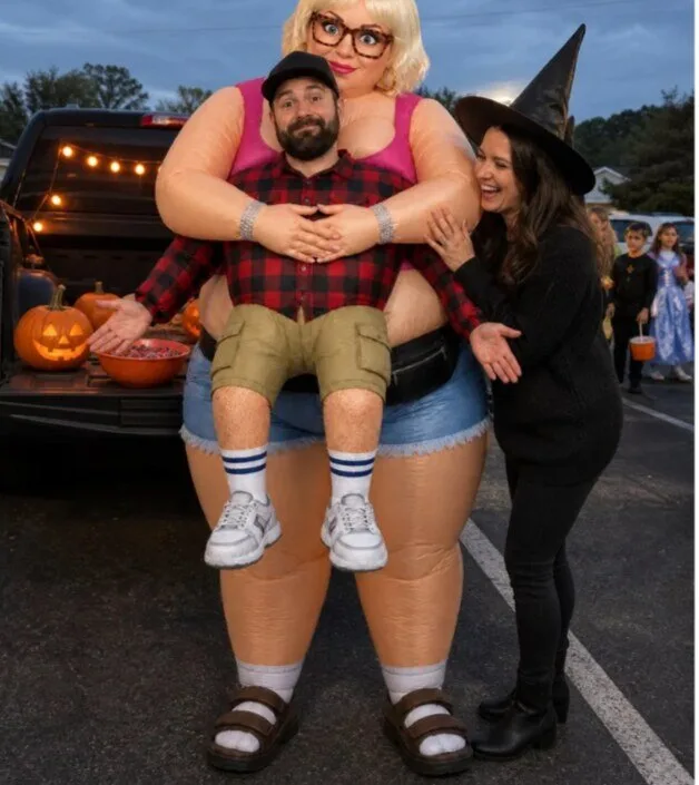 Funny "She Won't Let Go" Clingora Inflatable Carry Costume