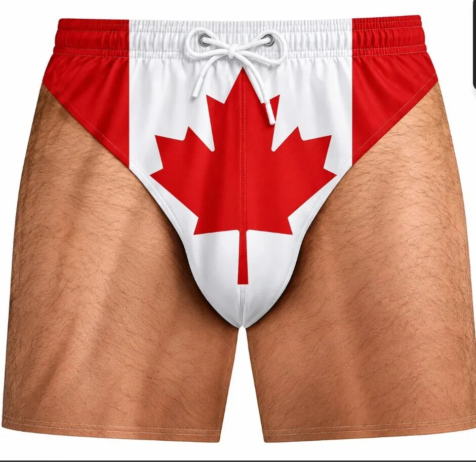 Hilarious Canada Flag 3D Butt Swim Shorts