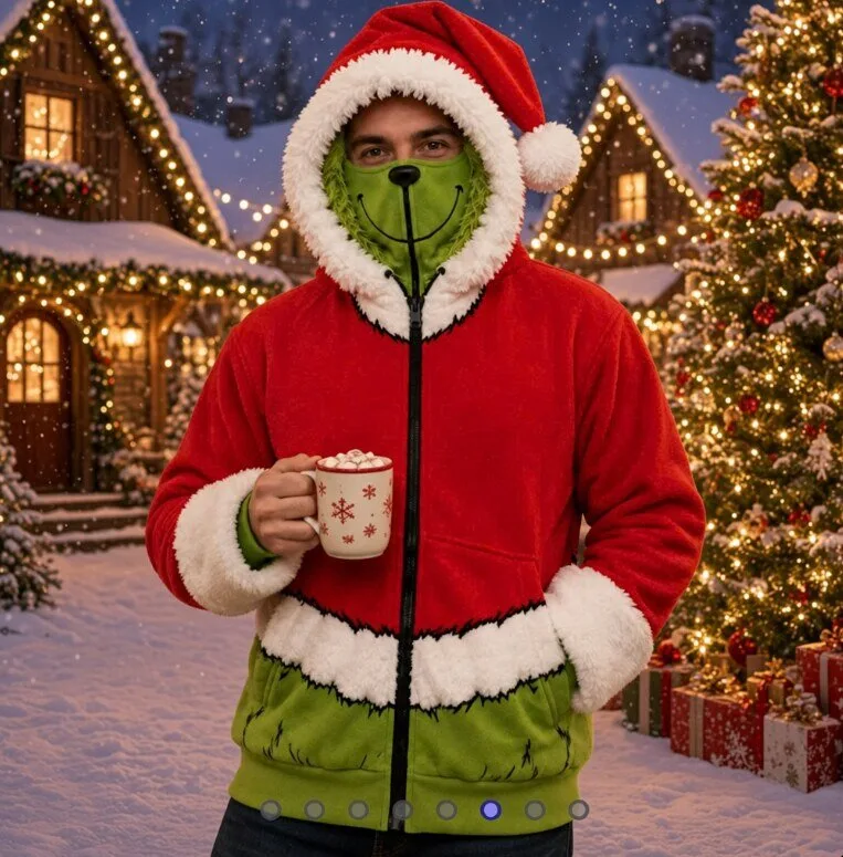 GrinchHoodMas The Green Christmas Zip Up Hoodie